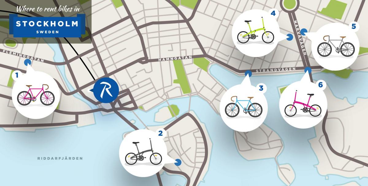 Stokholmas pilsētas velosipēdi karte