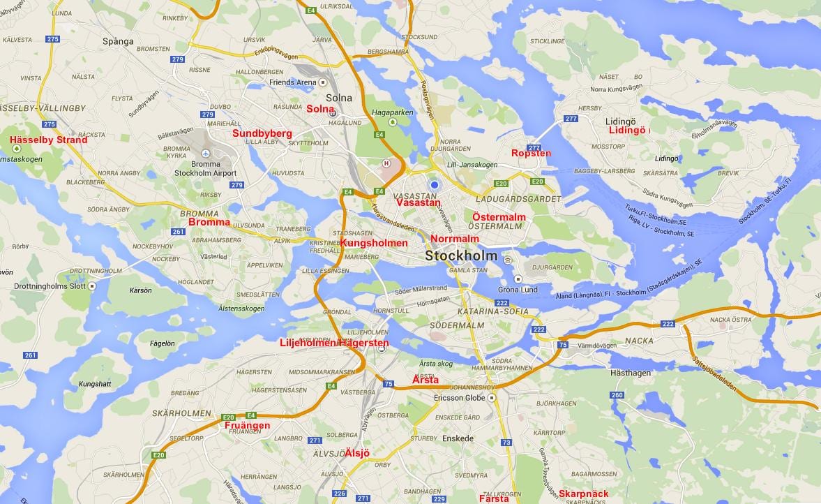 karte Stokholmas apkaimē