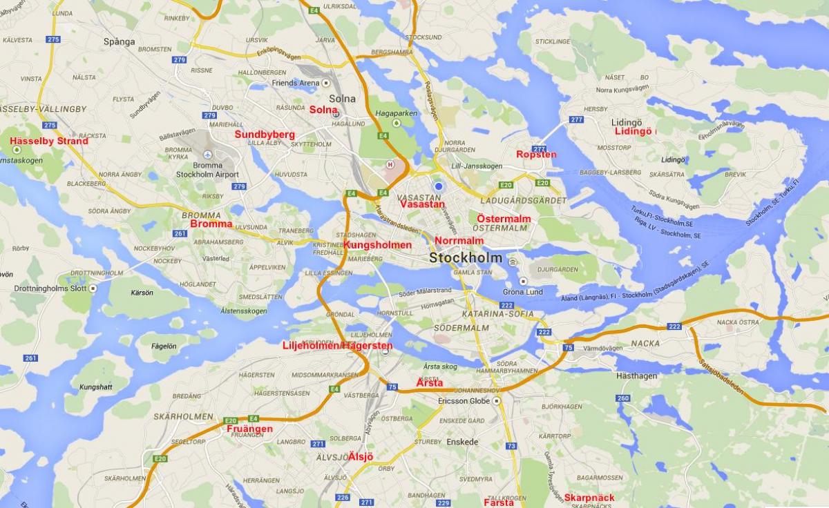 karte Stokholmas apkaimē