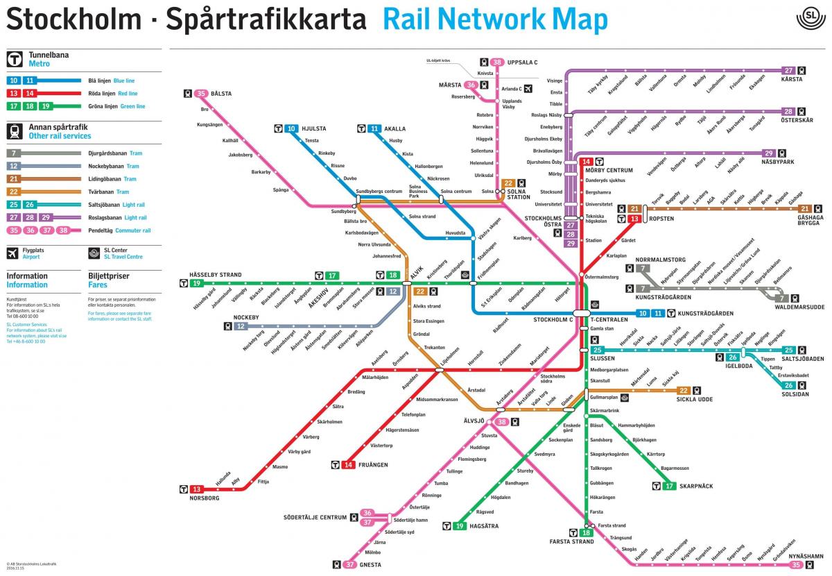 Stokholmas dzelzceļa tīkla karte