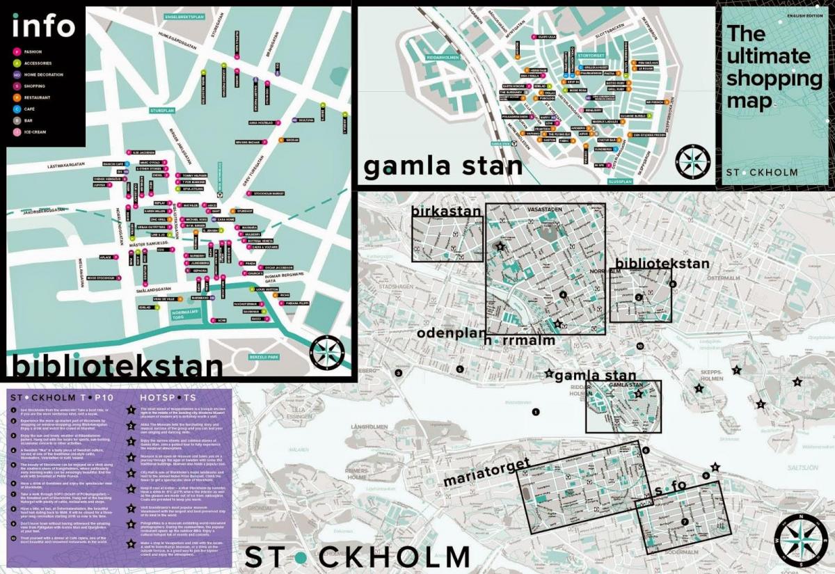 karte Stokholmas iepirkšanās