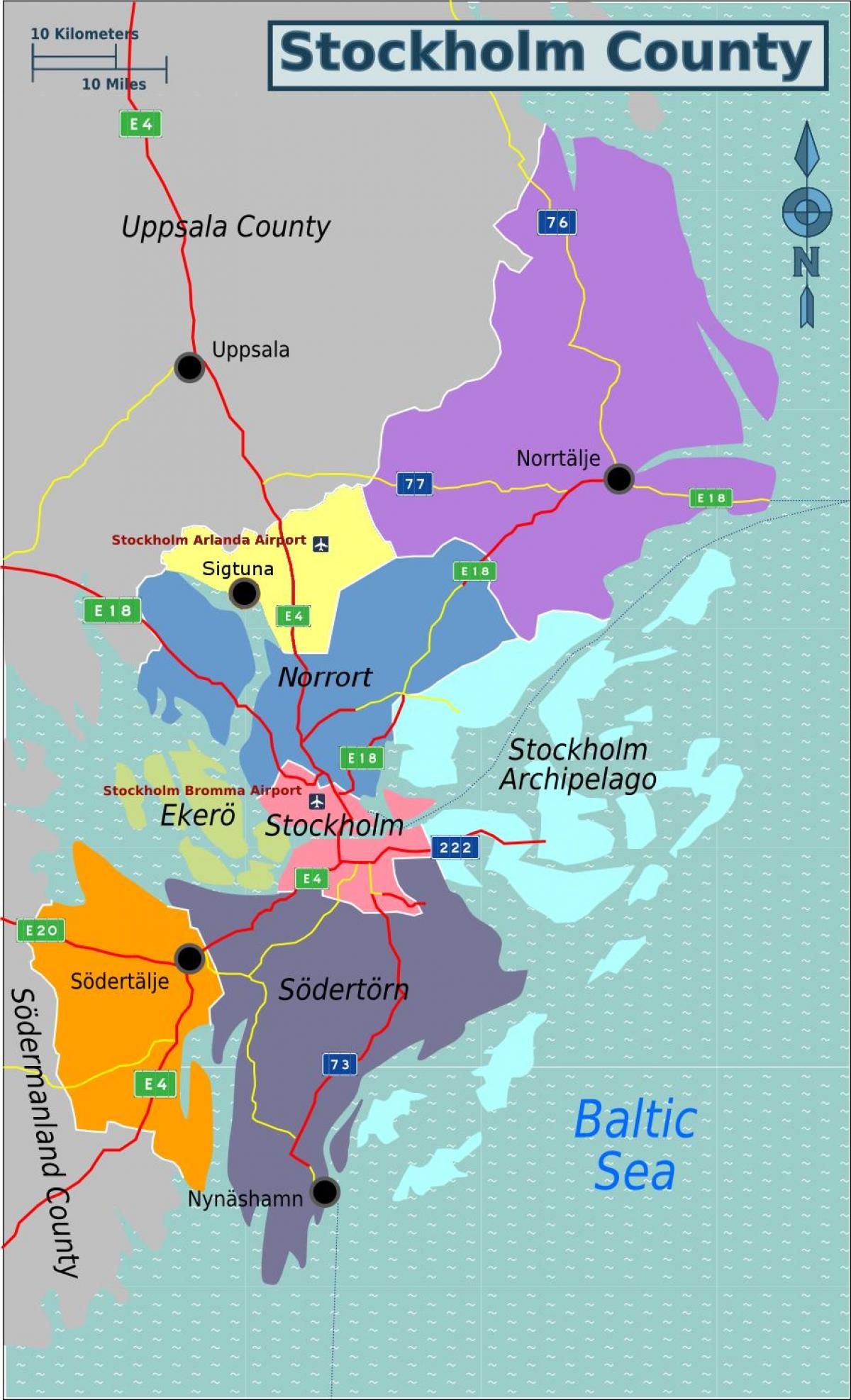 karte Stokholmā, Zviedrijā jomā
