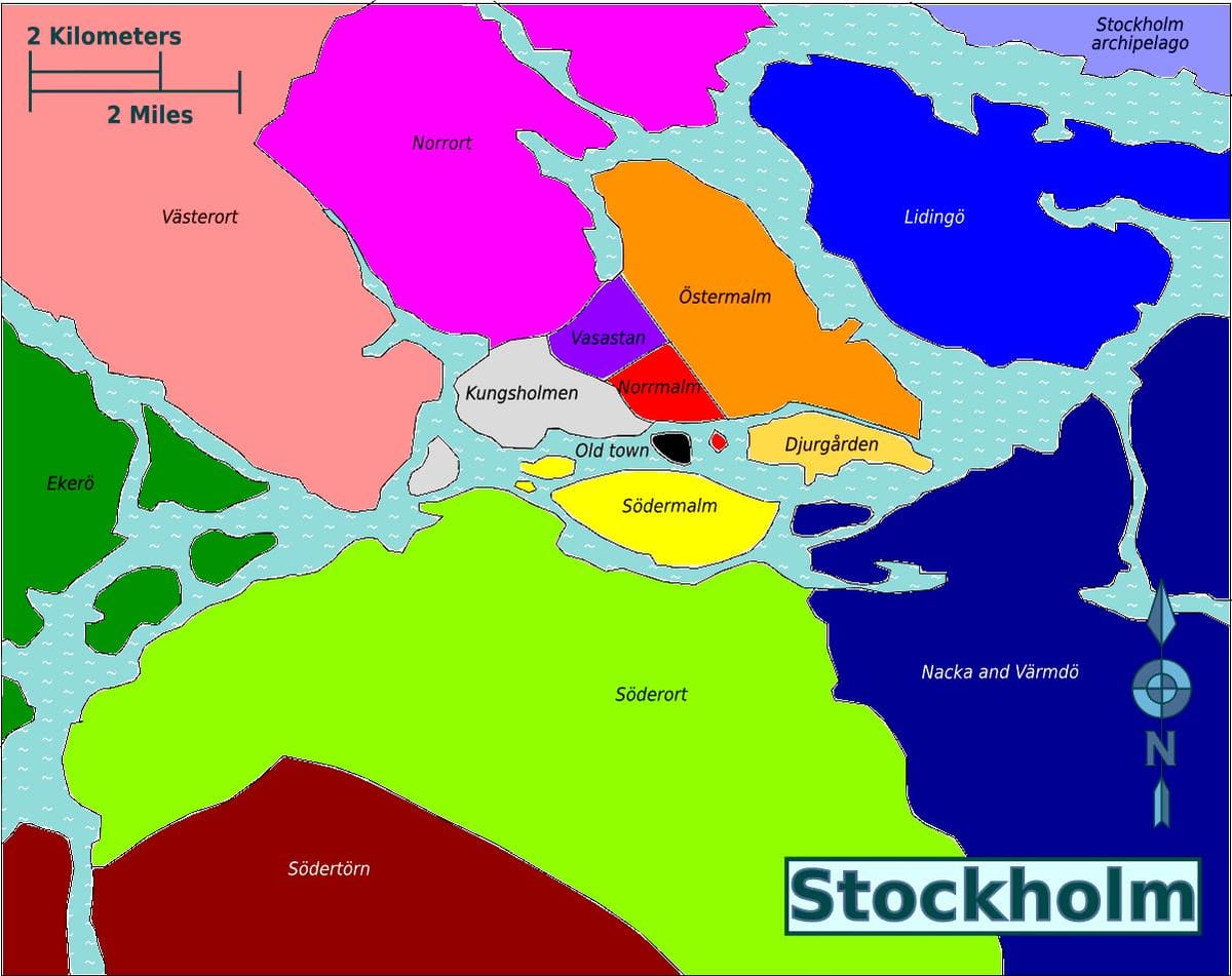 karte Stokholmas rajonos