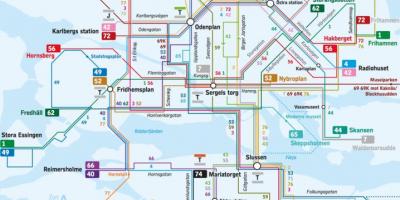 Stokholmas autobusu līnijas kartē