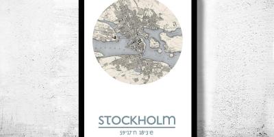 Karte Stokholmas karte plakāts
